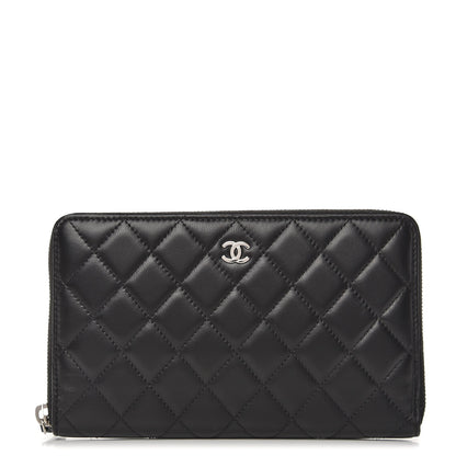 Chanel Lambskin Quilted Large Zip Around Organizer Wallet Black 1 of 10