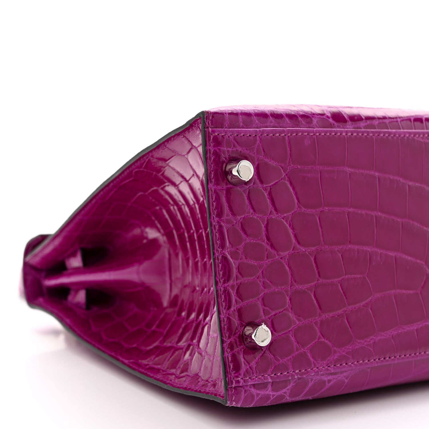 Hermes Shiny Niloticus Crocodile Kelly Sellier 28 Rose Scheherazade 9 of 11
