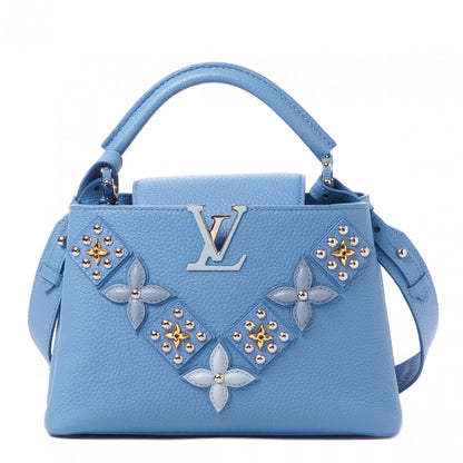 Louis Vuitton Taurillon Mechanical Flowers Smile Capucines BB Blue 1 of 8