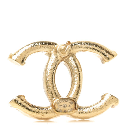 Chanel Metal Tweed Effect CC Earrings Gold 3 of 4