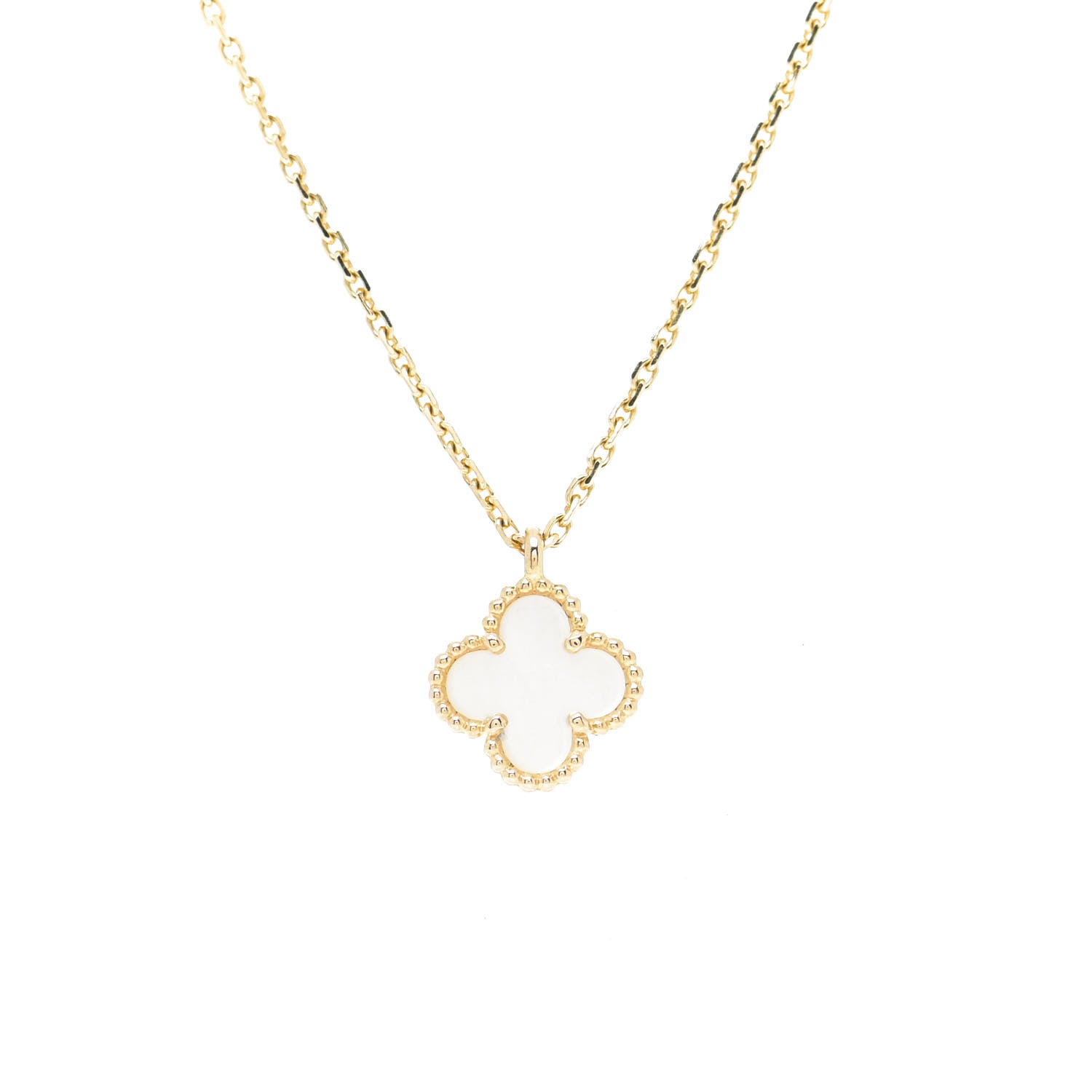 Van Cleef & Arpels 18K Yellow Gold Mother of Pearl Sweet Alhambra Pendant Necklace 4 of 6