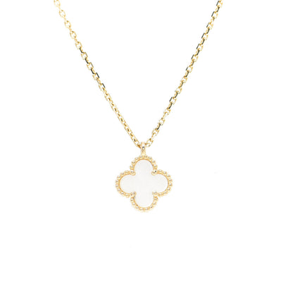 Van Cleef & Arpels 18K Yellow Gold Mother of Pearl Sweet Alhambra Pendant Necklace 4 of 6