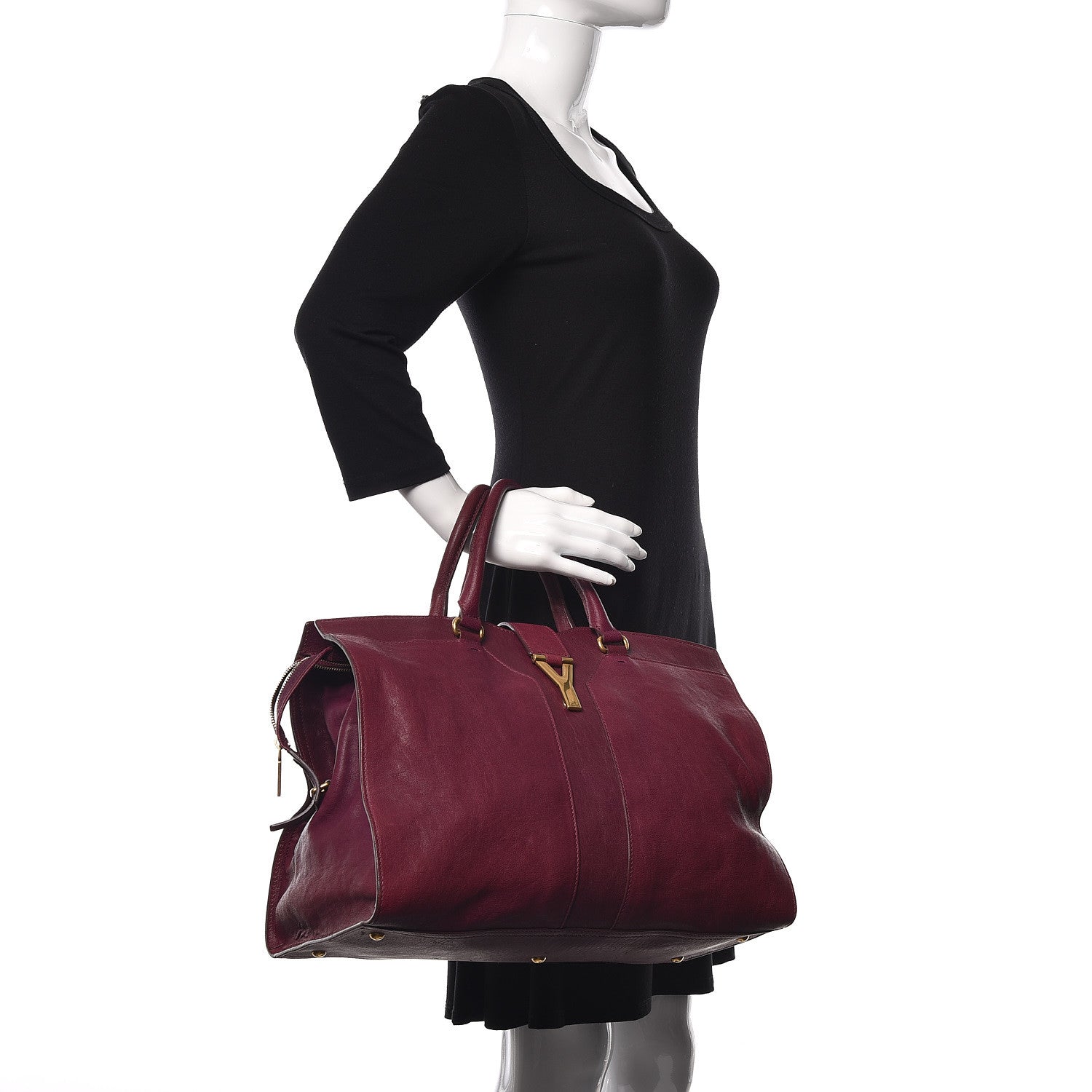 Saint Laurent Sheepskin Large Cabas ChYc Black Cherry 2 of 15