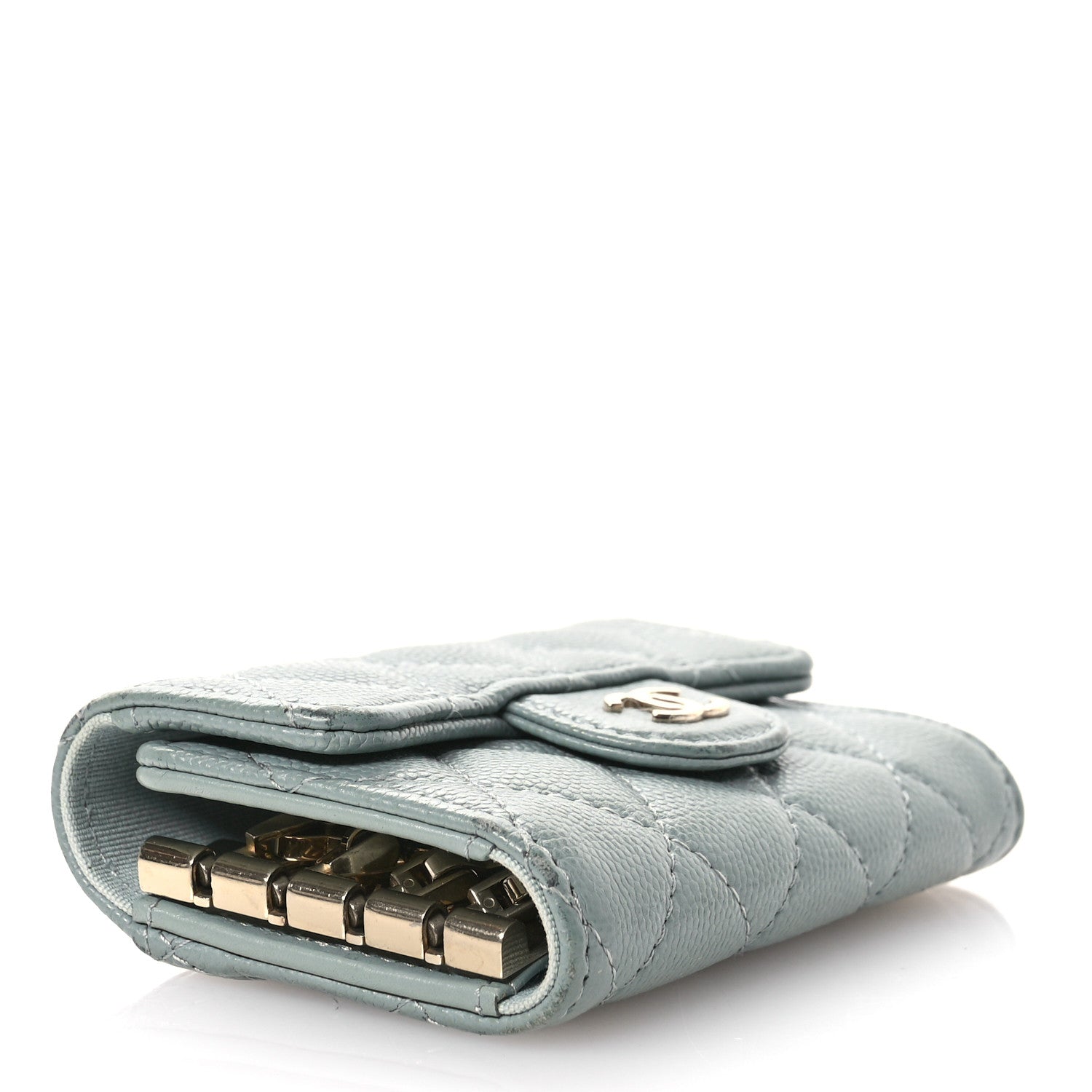Chanel Caviar Quilted Classic 4 Key Holder Wallet Grey 4 of 10