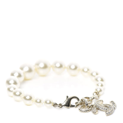 Chanel Graduated Pearl Crystal CC Bracelet Gold 1 of 4