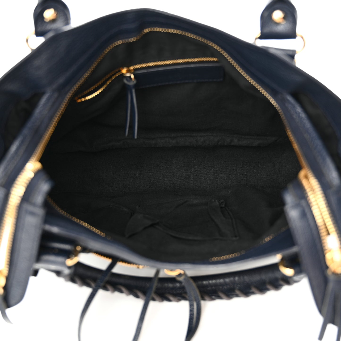Chevre Gold Metallic Edge Hardware Town Bleu Nuit Dark Sea