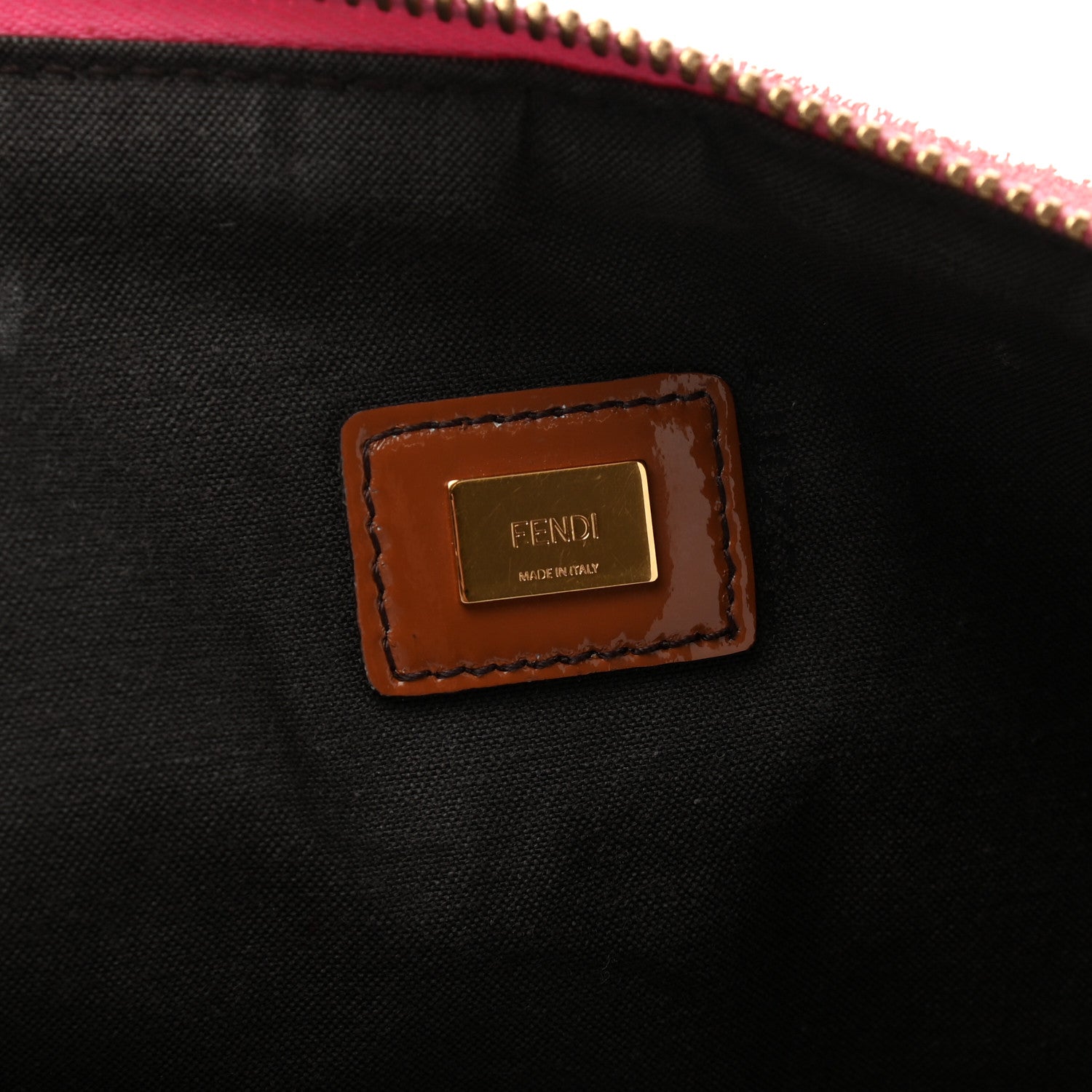 Fendi Terry Cloth Vitello Century Matte FF 1974 Embossed Large Flat Pouch Lollypop 6 of 11