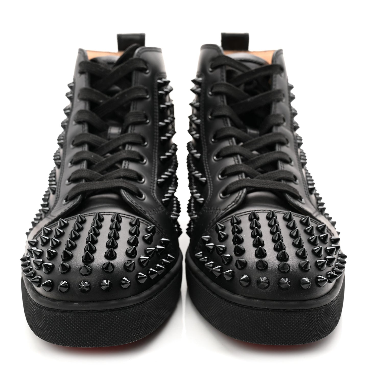 Calfskin Mens Louis Spikes Flat Sneakers 43 Black