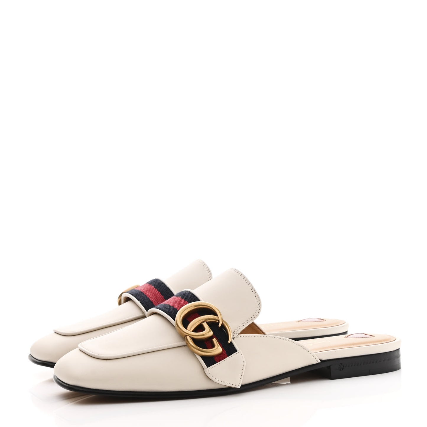 Calfskin Web Womens Peyton GG Slippers 35.5 Mystic White