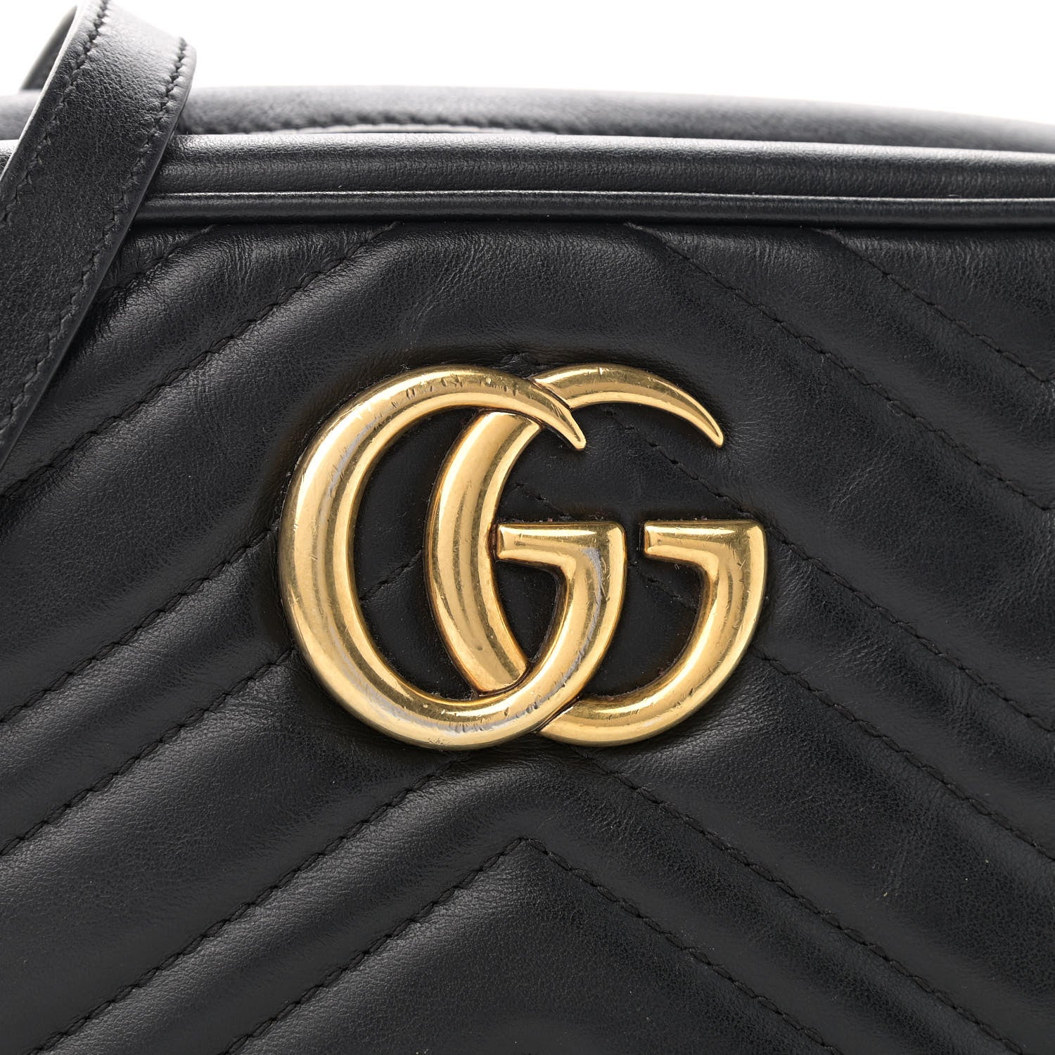 Gucci Calfskin Matelasse Small GG Marmont Chain Shoulder Bag Black 8 of 13