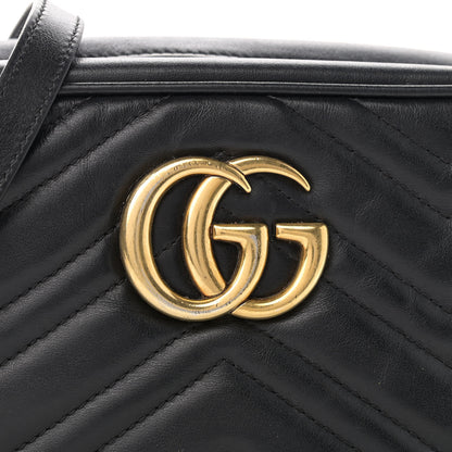 Gucci Calfskin Matelasse Small GG Marmont Chain Shoulder Bag Black 8 of 13