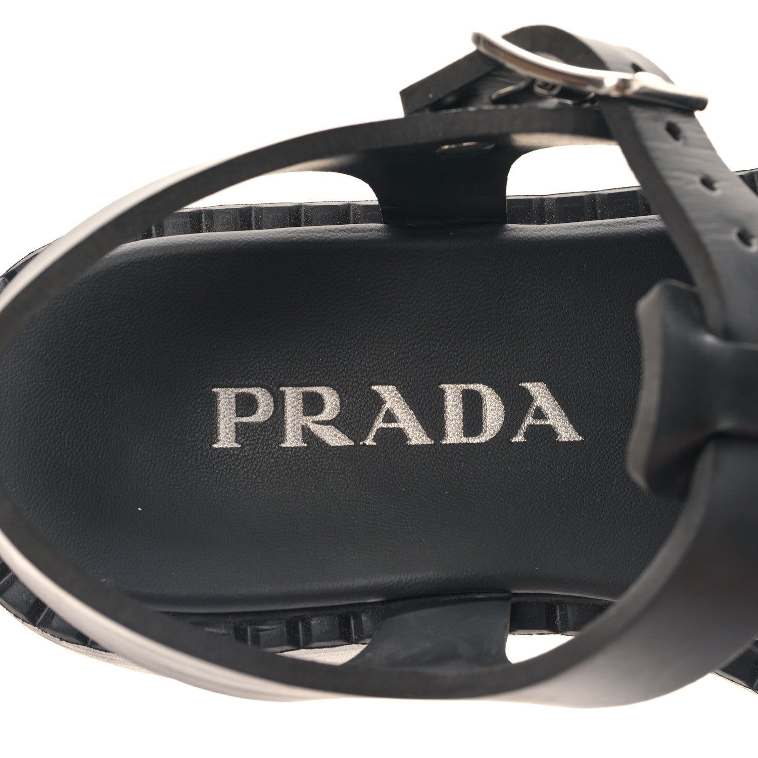 Prada Foam Rubber Triangle 50mm Cage Sandals 37 Black 7 of 8