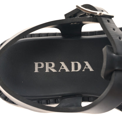 Prada Foam Rubber Triangle 50mm Cage Sandals 37 Black 7 of 8