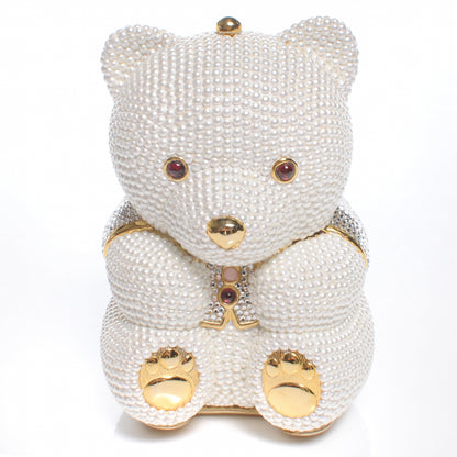 Judith Leiber Pearl Crystal Sweetheart Bear Minaudiere Clutch White 1 of 11