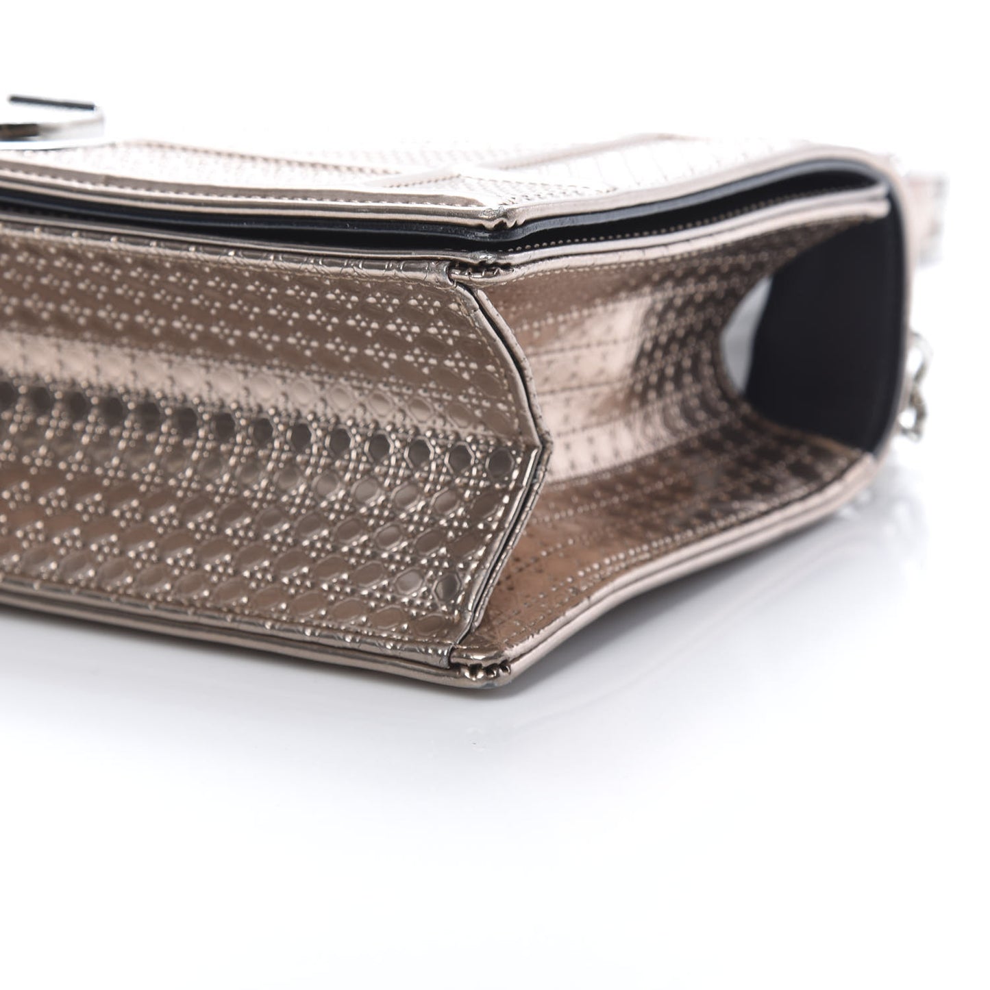 Metallic Patent Micro-Cannage Medium Diorama Flap Bag Pink
