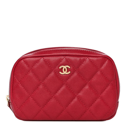 Chanel Caviar Quilted Small Curvy Pouch Cosmetic Case Dark Pink 1 of 10