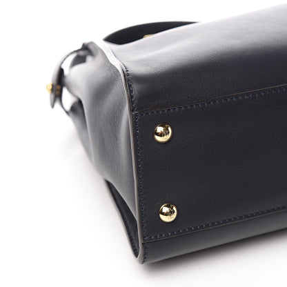 Fendi Vitello Seta Shiny Nappa Medium Peekaboo Iconic Satchel Blue Notte Turchese 9 of 12
