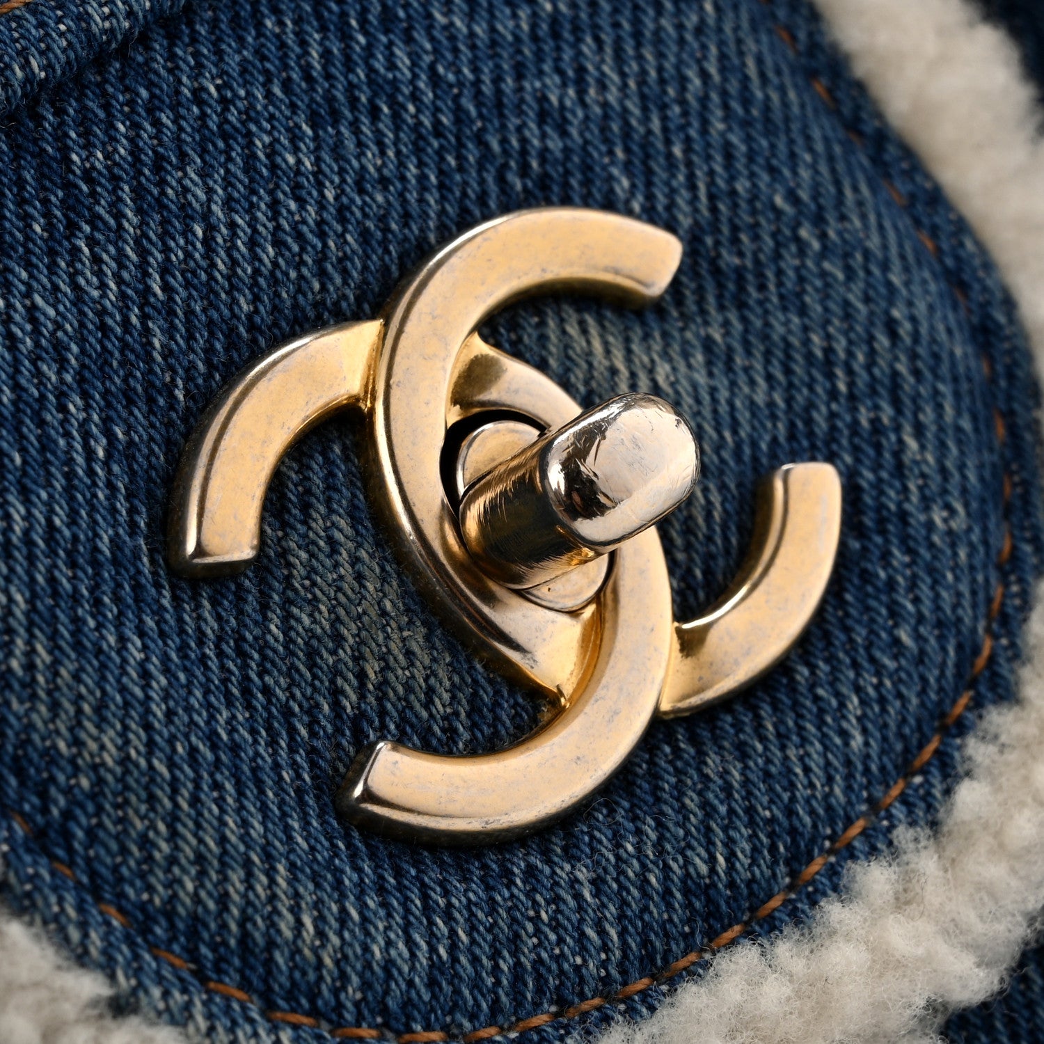 Chanel Denim Shearling Hieroglyph Flap Blue 13 of 13