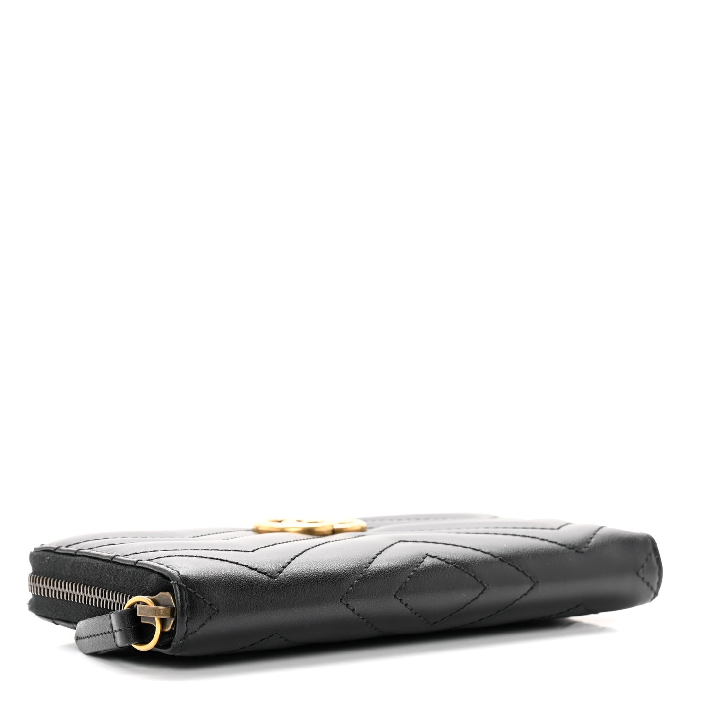 Calfskin Matelasse GG Marmont Zip Around Wallet Black