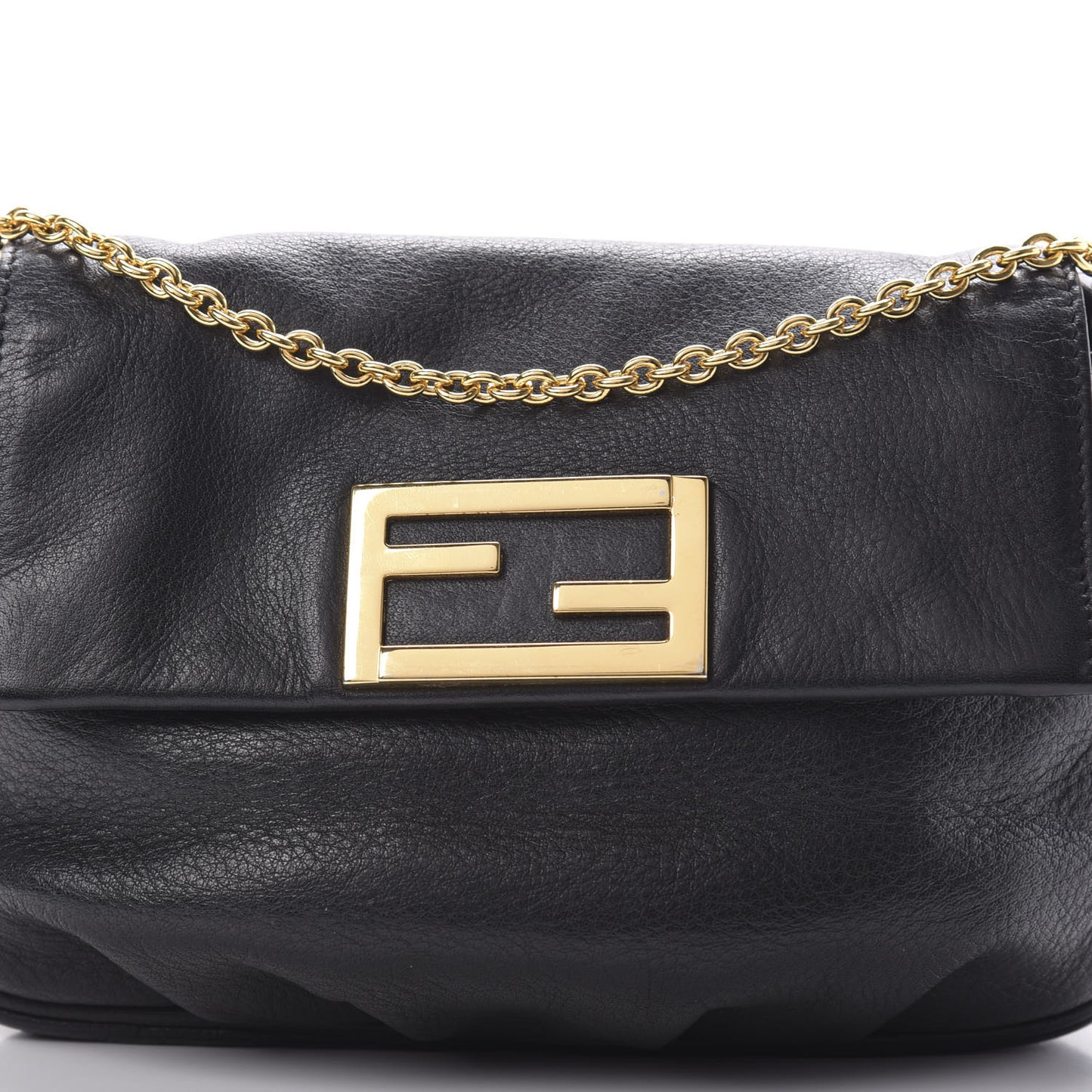 Vitello Flamingo Fendista Pouchette Crossbody Black