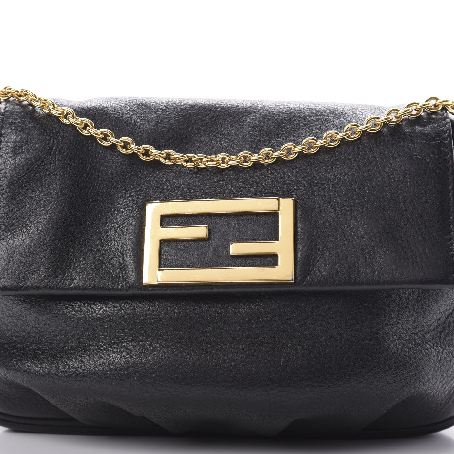 Fendi Vitello Flamingo Fendista Pouchette Crossbody Black 8 of 11