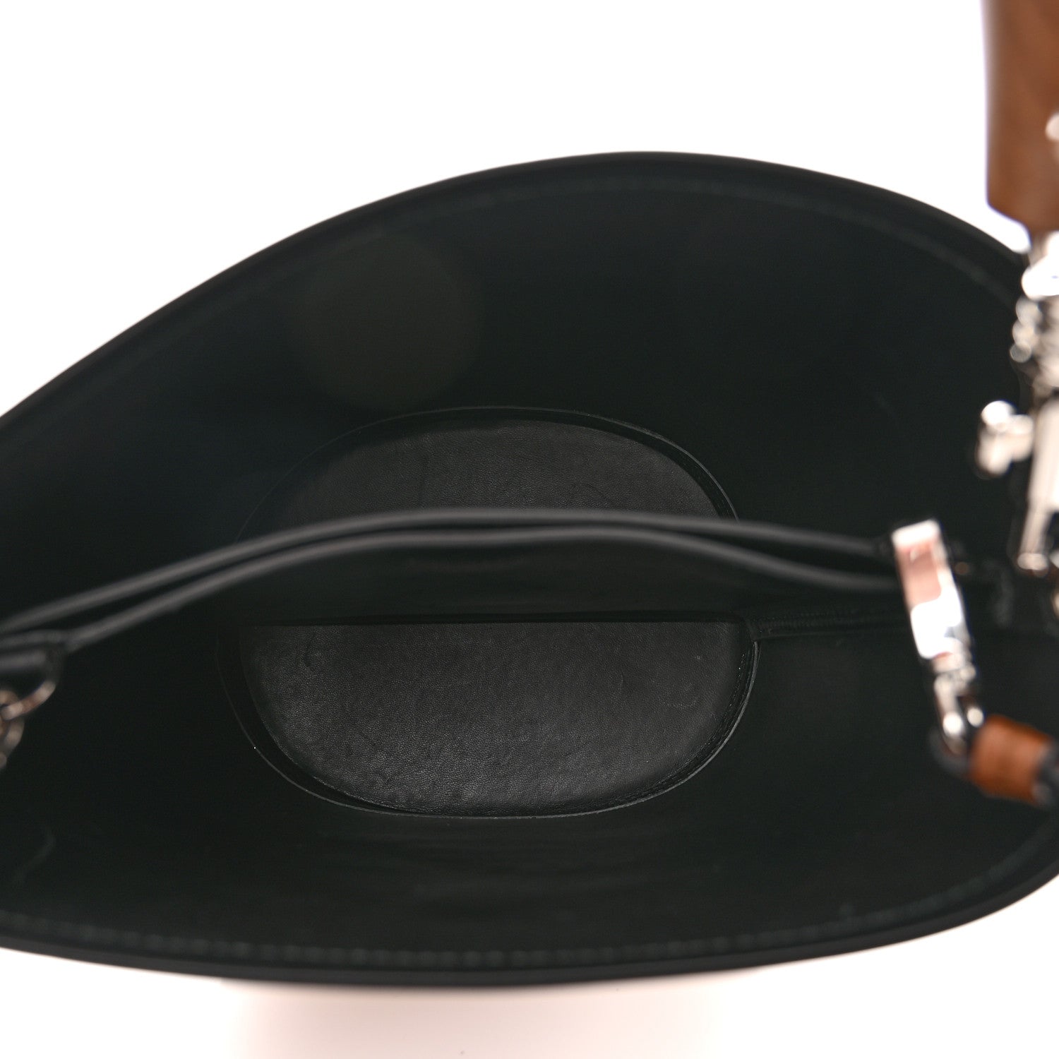 Prada City Calfskin Tambour Bucket Bag Cognac Black 5 of 9