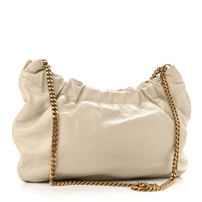 Saint Laurent Calfskin Pac Pac Ruched Hobo Winter White 2 of 10