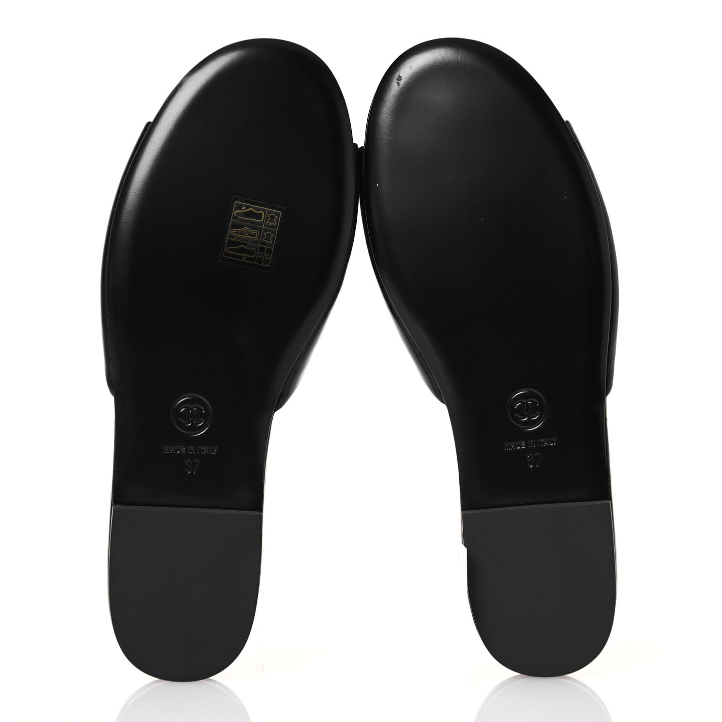 Shiny Calfskin Crystal CC Sandals 37 Black