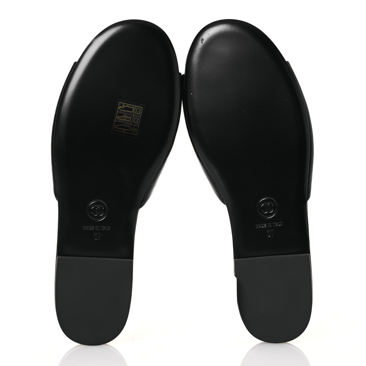 Chanel Shiny Calfskin Crystal CC Sandals 37 Black 6 of 10