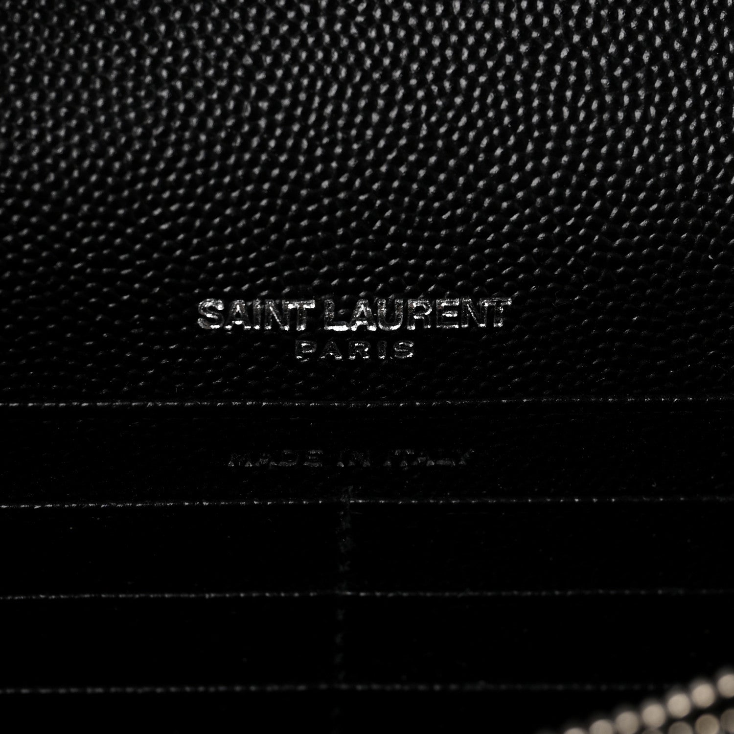Saint Laurent Grain De Poudre Matelasse Chevron Monogram Envelope Chain Wallet Black 6 of 9