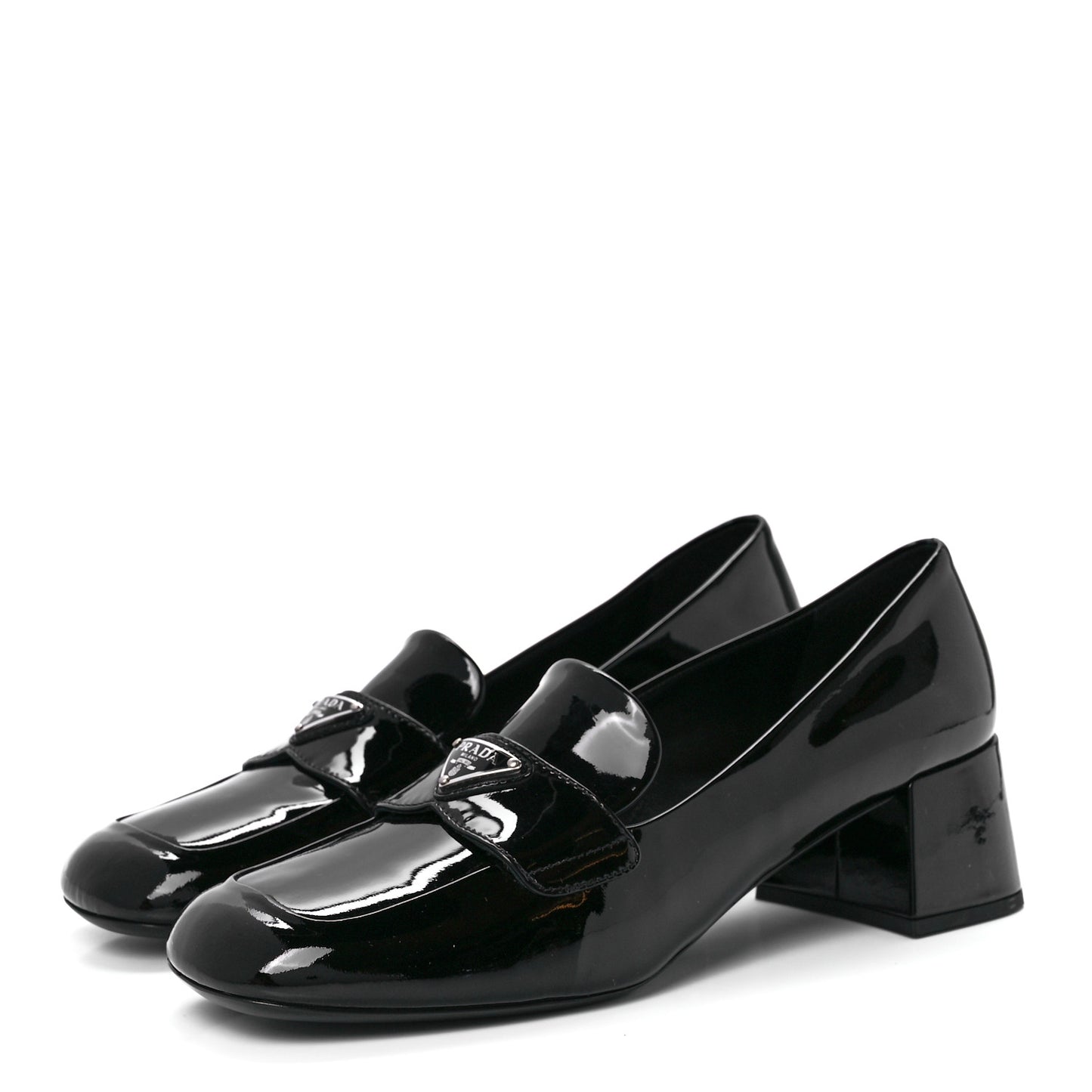 Vernice Metal Triangle Logo 45mm Loafer Pumps 39.5 Black