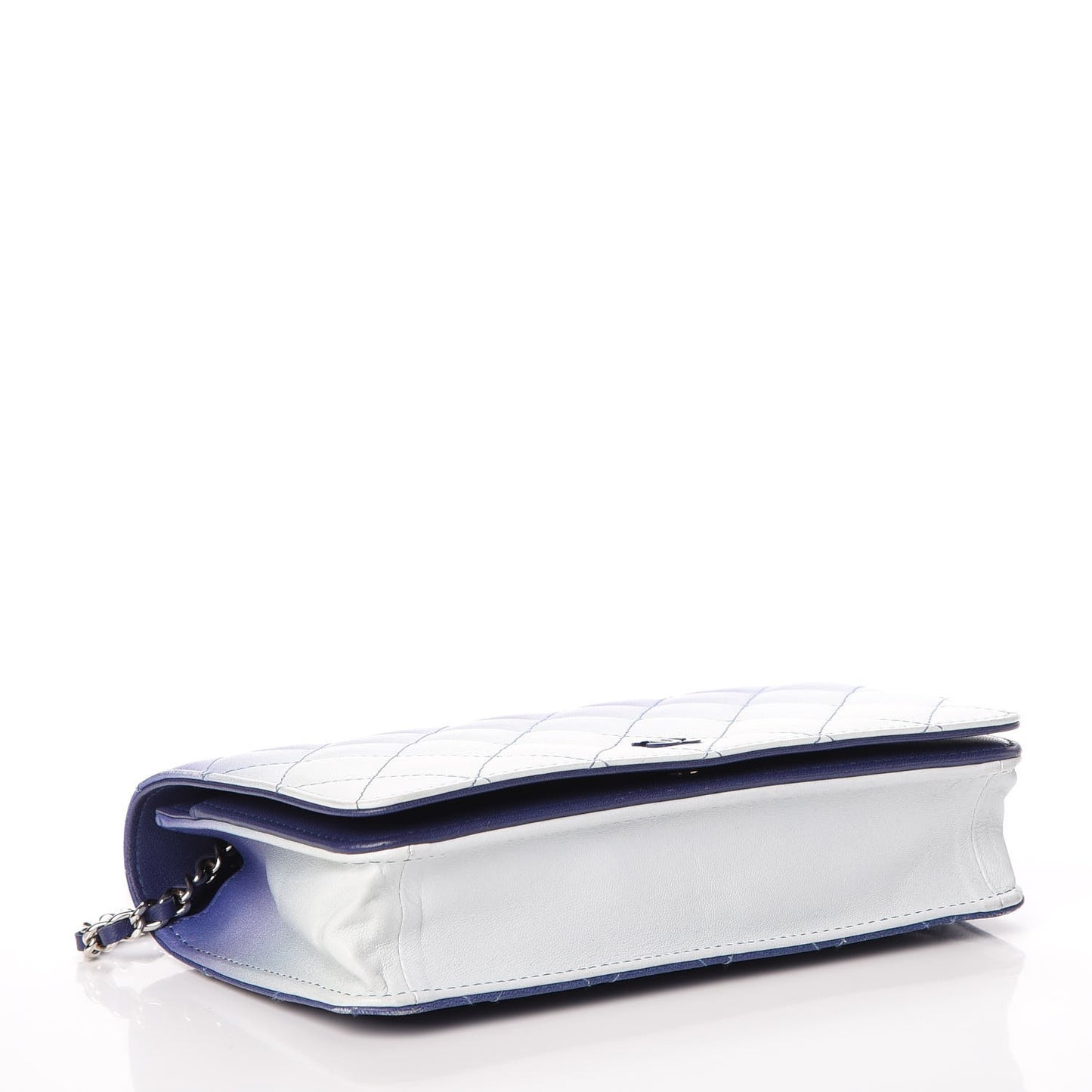 Lambskin Quilted Degrade Wallet On Chain WOC Purple White