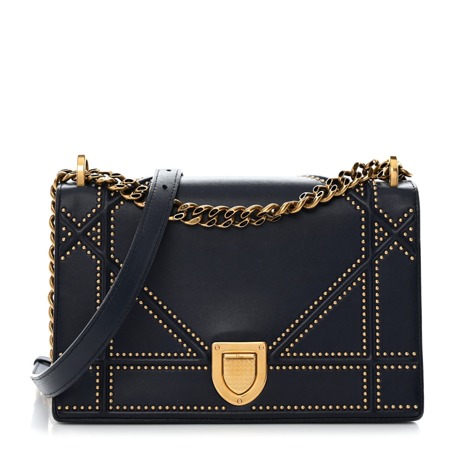 Christian Dior Lambskin Studded Medium Diorama Flap Bag Blue 1 of 10