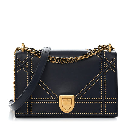 Christian Dior Lambskin Studded Medium Diorama Flap Bag Blue 1 of 10