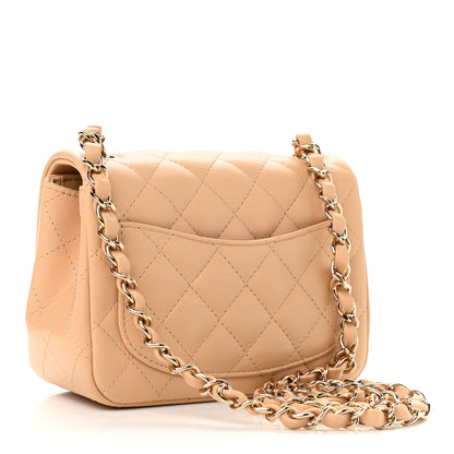 Chanel Lambskin Quilted Mini Square Flap Beige 3 of 9
