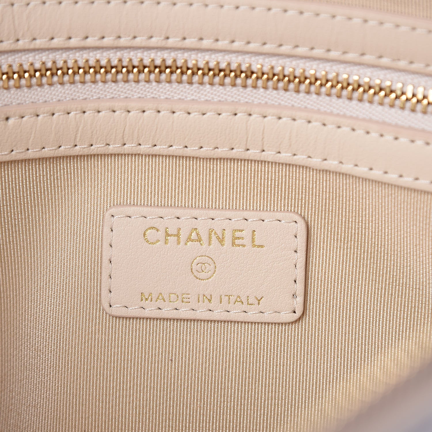 Chanel Calfskin Quilted Pearl Medium Cosmetic Case Beige 6 of 8
