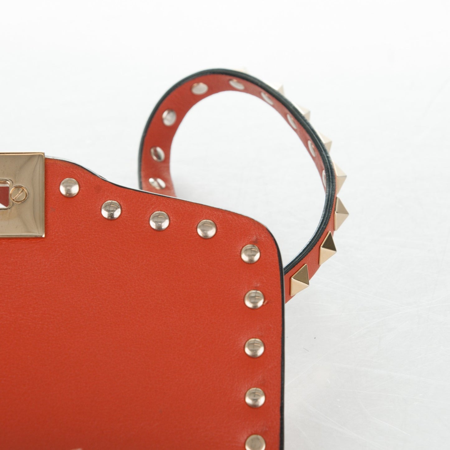 Vitello Small Rockstud Shoulder Flap Messenger Bag Orange