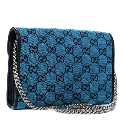 Gucci Monogram Multicolor Matelasse Diagonal GG Marmont Chain Wallet Light Blue 3 of 11