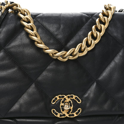 Chanel Goatskin Quilted Maxi Chanel 19 Flap Black 8 of 10