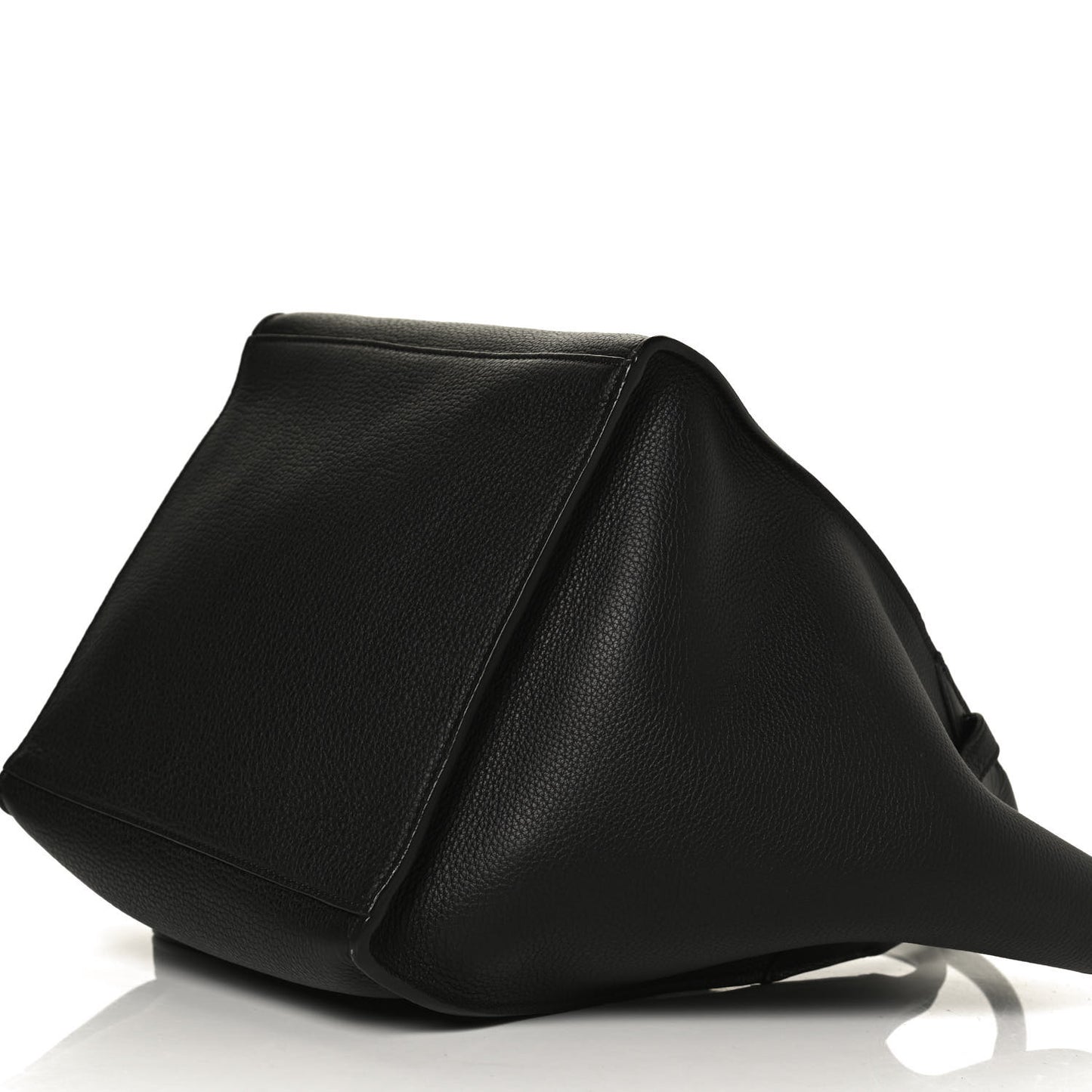 Supple Grained Calfskin Small Long Strap Big Bag Black