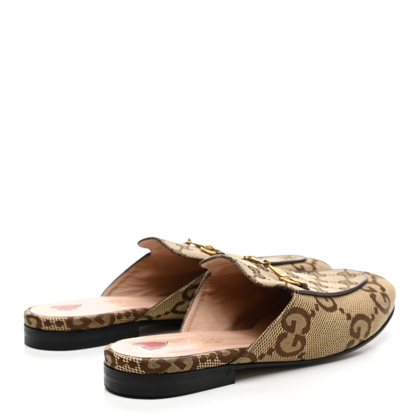 Monogram Jumbo GG Malaga Kid Womens Princetown Slippers 39.5 Camel Ebony New Acero Beige