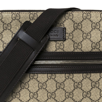 Gucci GG Supreme Monogram Selleria Calfskin Small Flat Messenger Bag Beige Ebony Cocoa Marrone Scuro 10 of 13