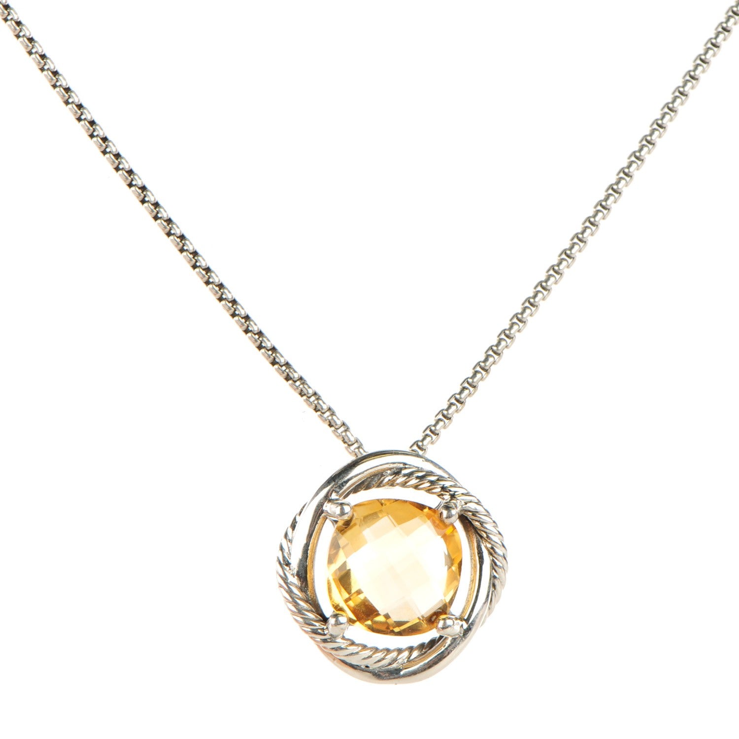 David Yurman Sterling Silver Citrine 14mm Infinity Pendant Necklace 1 of 5