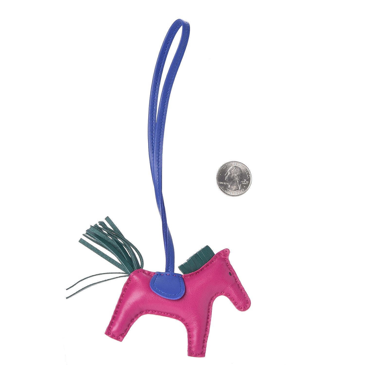 Hermes Milo Lambskin Grigri Rodeo Horse Bag Charm PM Rose Pourpre Bleu Electrique Malachite 2 of 4