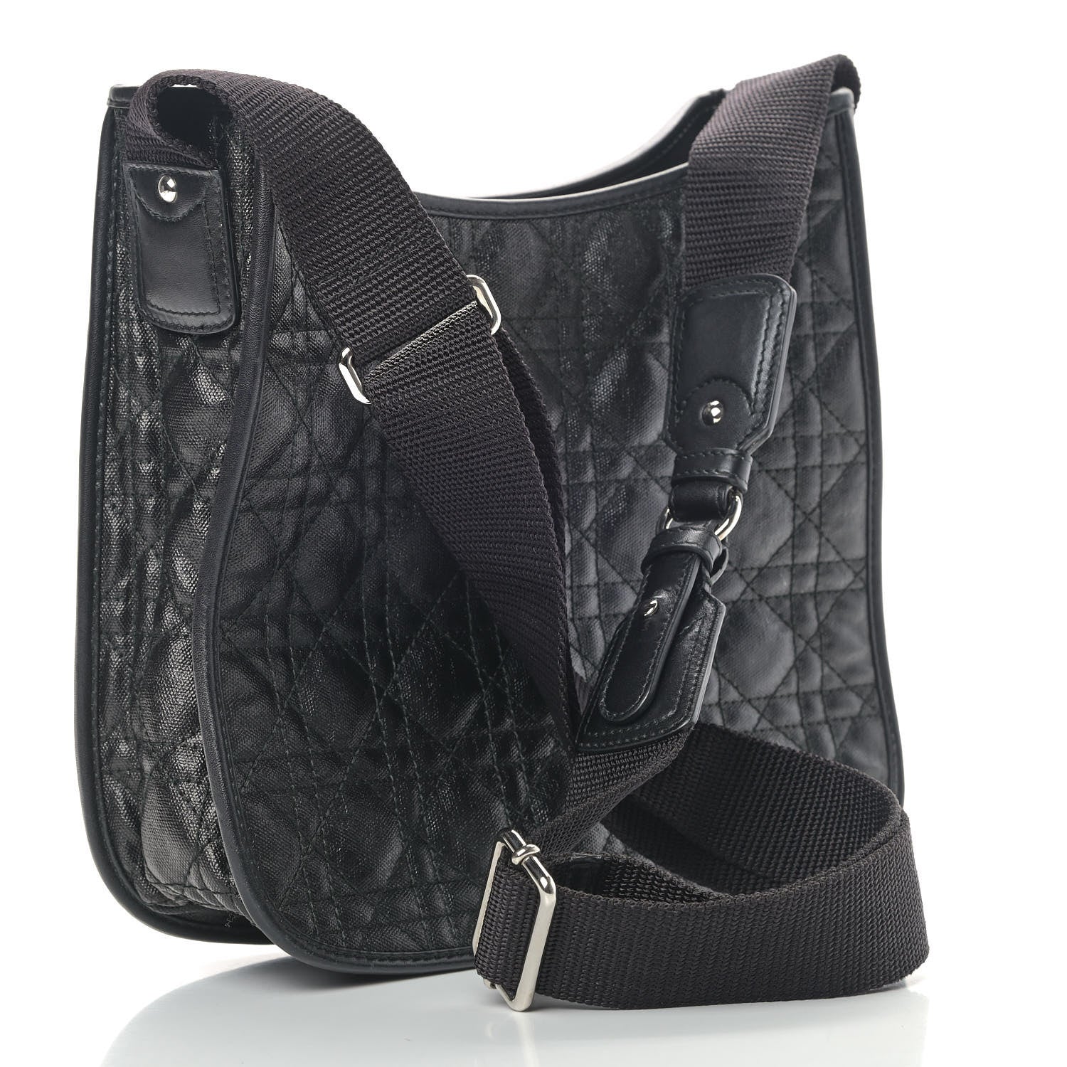 Christian Dior Coated Canvas Cannage Crossbody Bag Black 3 of 9
