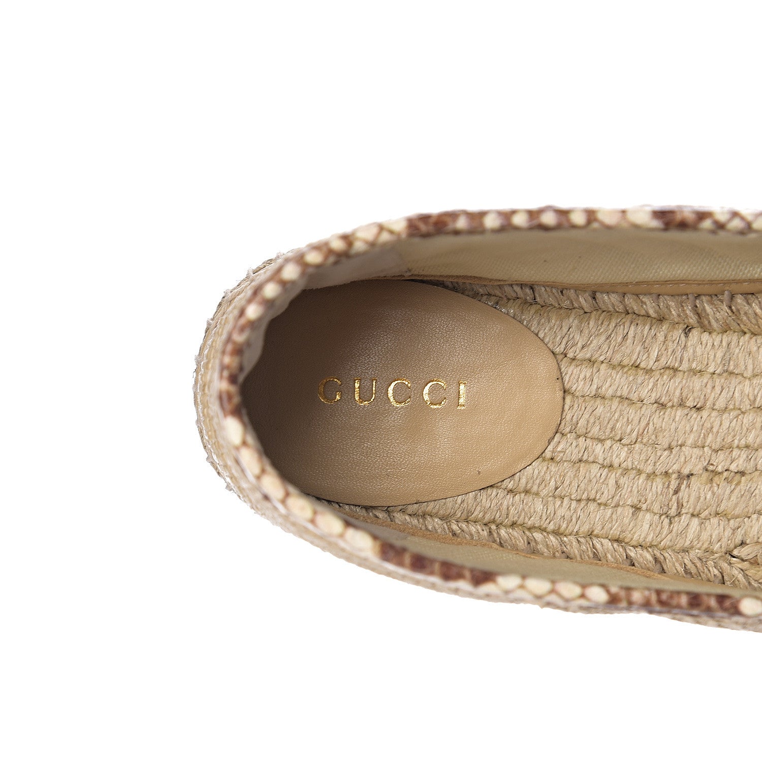 Gucci Straw Elaphe Matelasse GG Marmont Espadrilles 38.5 Natural Cream Brown 6 of 11