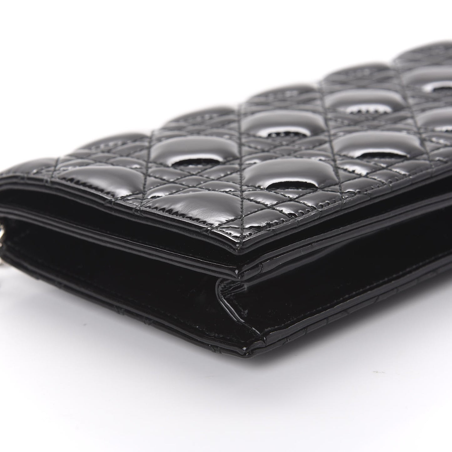 Patent Cannage Lady Dior Convertible Clutch Black
