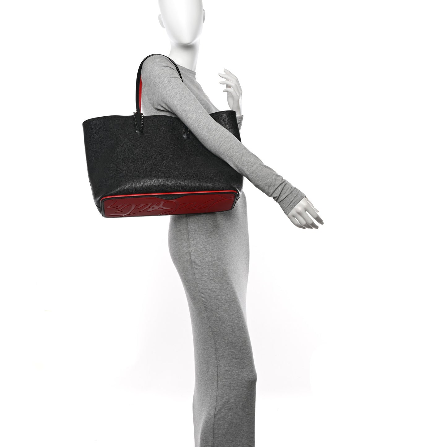 Calfskin Empire Spikes East West Cabata Tote Black