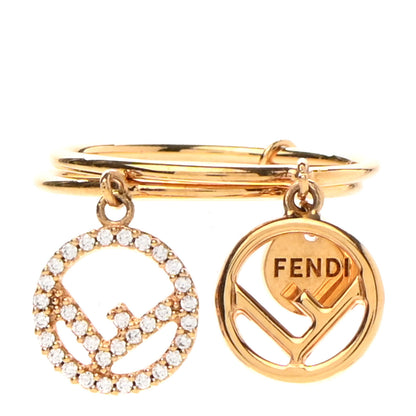 Fendi Metal Crystal F is Fendi Double Logo Charm Ring L Gold 1 of 5