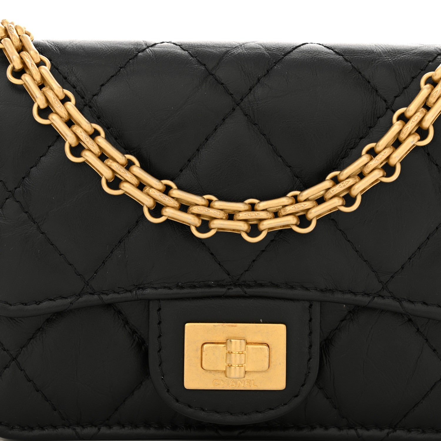 Chanel Aged Calfskin Quilted Reissue Belt Bag Black 9 of 12